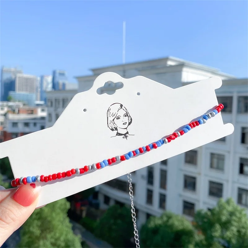 

EN New Korean Simple Beads Strand Necklace Women String Beaded Short Choker Necklace Jewelry Bohemian Chokers Necklace Gift 1pc