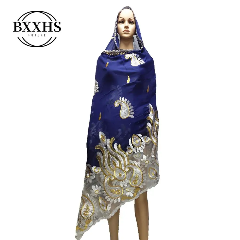 Африканская Женская шаль мусульманская вышивка хлопок шарф хиджаб