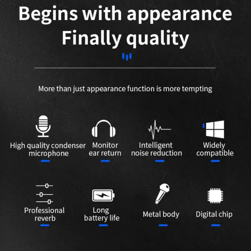 2021 Bluetooth-совместимый ручной микрофон беспроводной двойной конденсаторный для