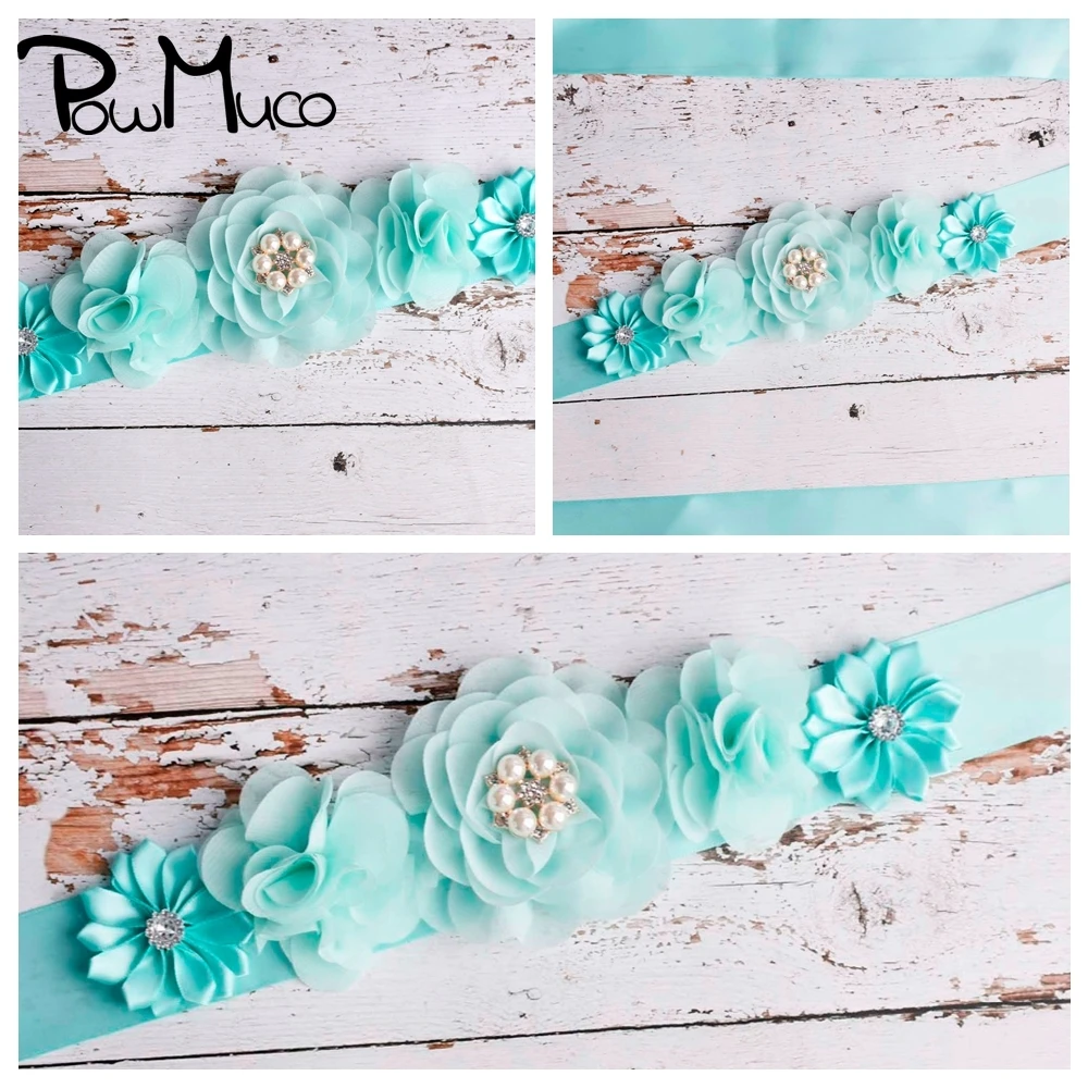 

Powmuco Solid Color Handmade Polygonal Flowers Women Waistband Fashion Adjustable Maternity Belts Bridesmaids Dress Decoration