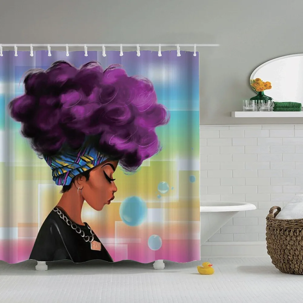 Занавеска для душа Dafield женщин африканская девушек водонепроницаемая ткань