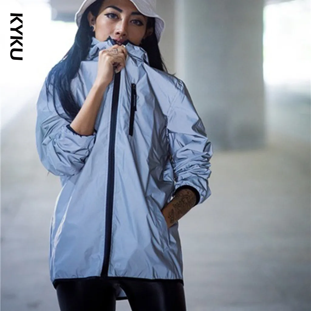 Новая полностью Светоотражающая куртка для мужчин и женщин ветровка в стиле