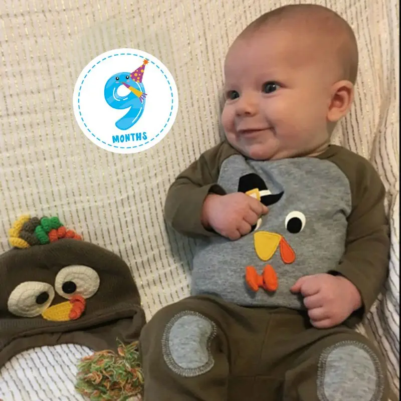 

12 Months Baby Monthly Stickers Newborn First Year Age & Growth Tracking Sticker