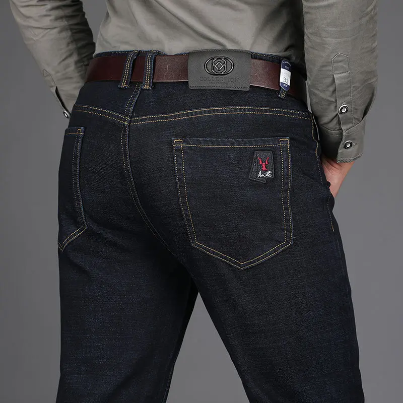 Мужские прямые джинсы Классические хлопковые модные дизайнерские повседневные