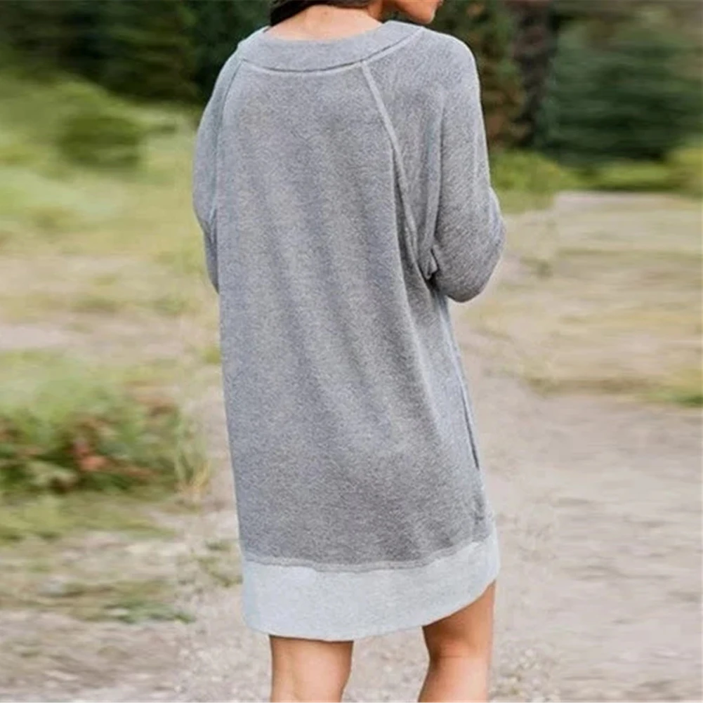 

5xl Sweatshirt Dress for Women Casual O Neck Long Sleeve Pockets Loose Mini Dress Sweatshirt Pullover Female Straight Dress