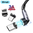 Магнитный USB-кабель Elough 540, 3 А, кабель для быстрой зарядки Micro USB Type-C для iPhone 13, 12, 11 Pro, Xiaomi, магнитный шнур для зарядки телефона