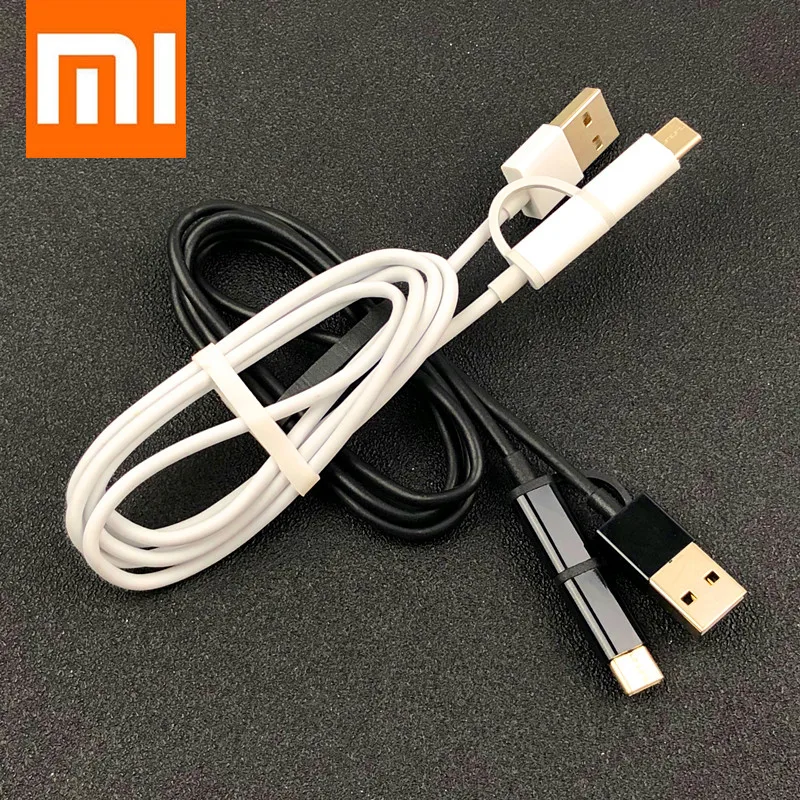 Оригинальный кабель xiaomi 2 в 1 с micro usb на type-c поддерживает быструю зарядку и