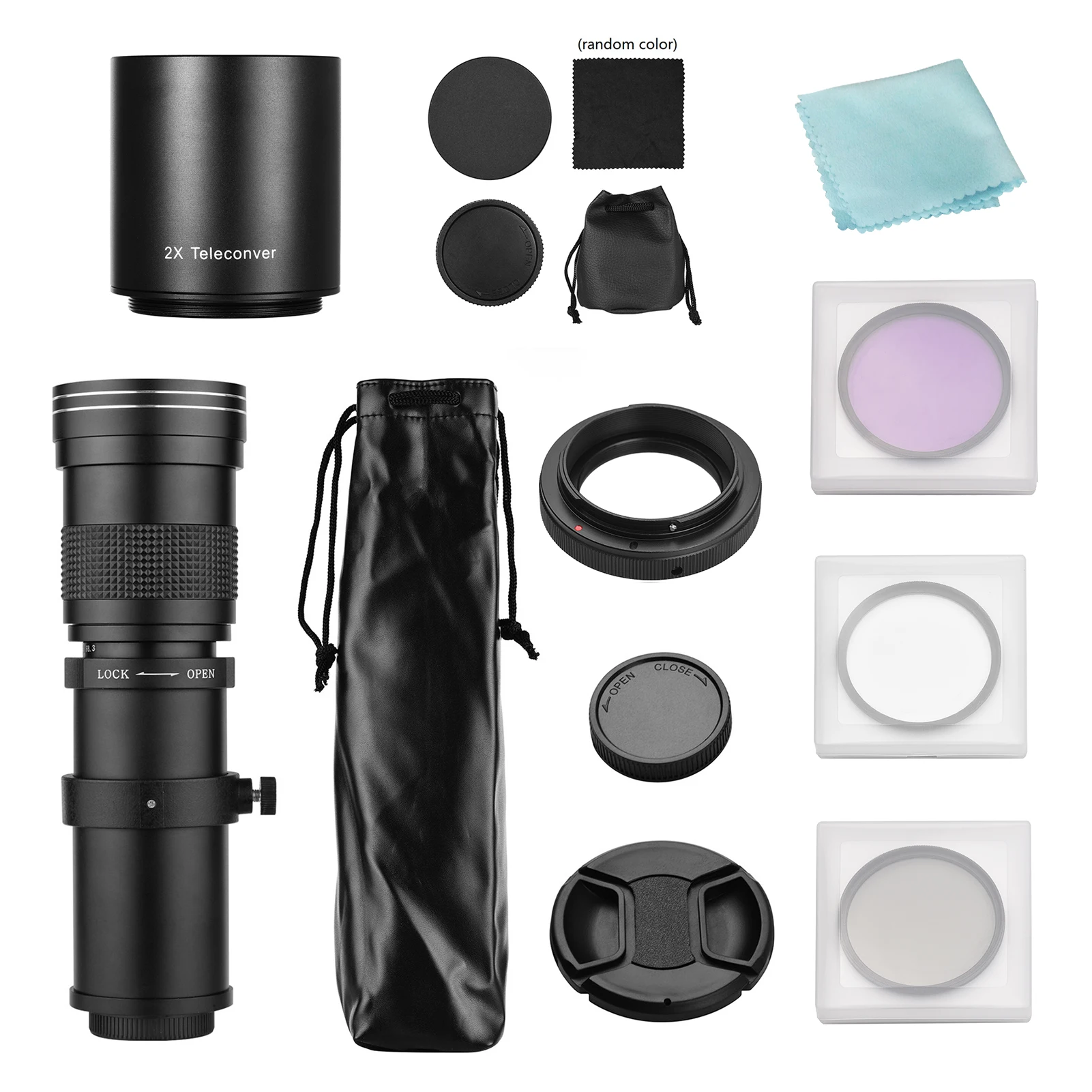 Камера MF Super Telephoto Zoom Lens F/8 3-16 420-800 мм T Mount + UV/CPL/FLD Filters Набор для Canon EF-mount EOS Rebel T7 T7i T6