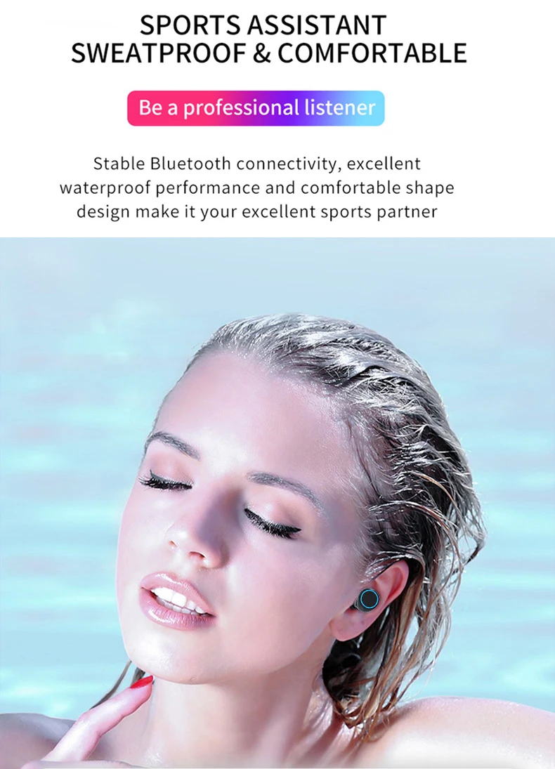 8D беспроводные наушники Bluetooth наушники V5.0 Спортивные Беспроводные наушники светодиодный дисплей сенсорное управление стерео гарнитура с микрофоном