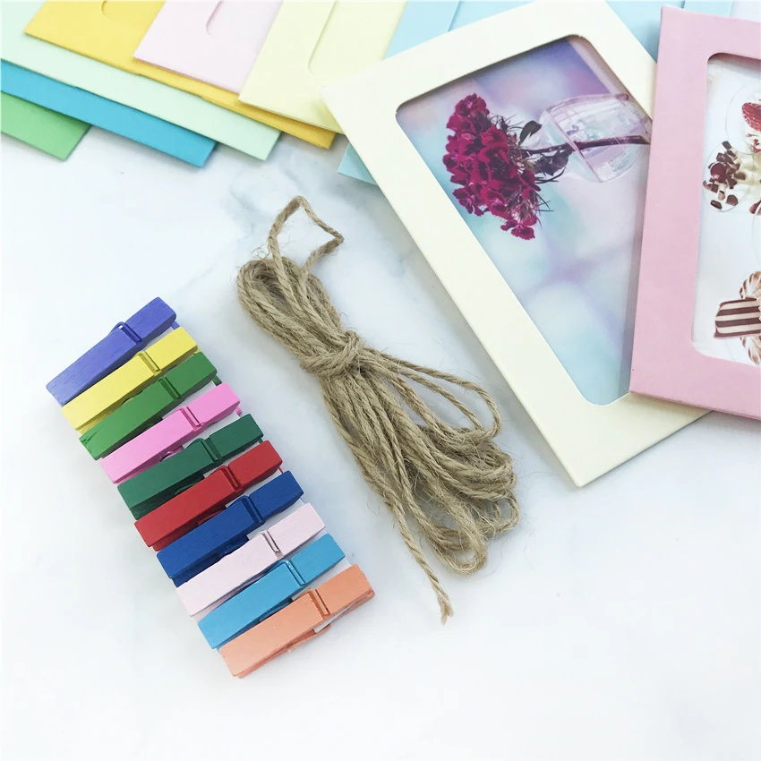 DIY красочная фоторамка деревянный зажим изображение на бумаге украшение дома для свадебного фотобанк реквизит Рождественские украшения