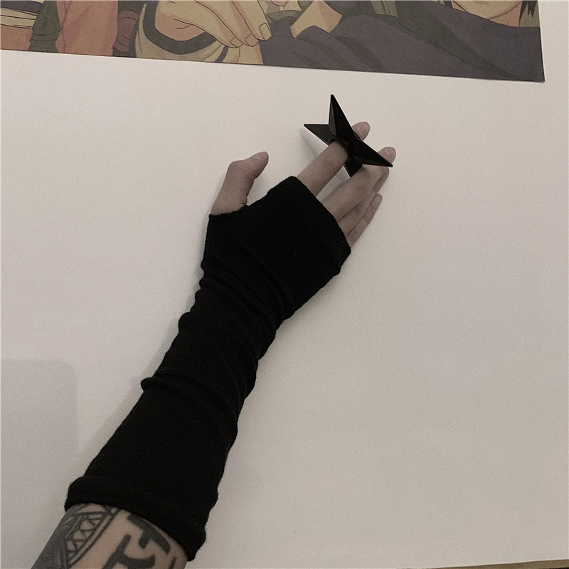 Перчатки унисекс без пальцев в готическом стиле стрейчевые панк черные 2021 |