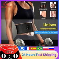 intelligent unisex usb rechargeable ems fitness trainer belt led display electrical muscle stimulator abdominal muscle sticker