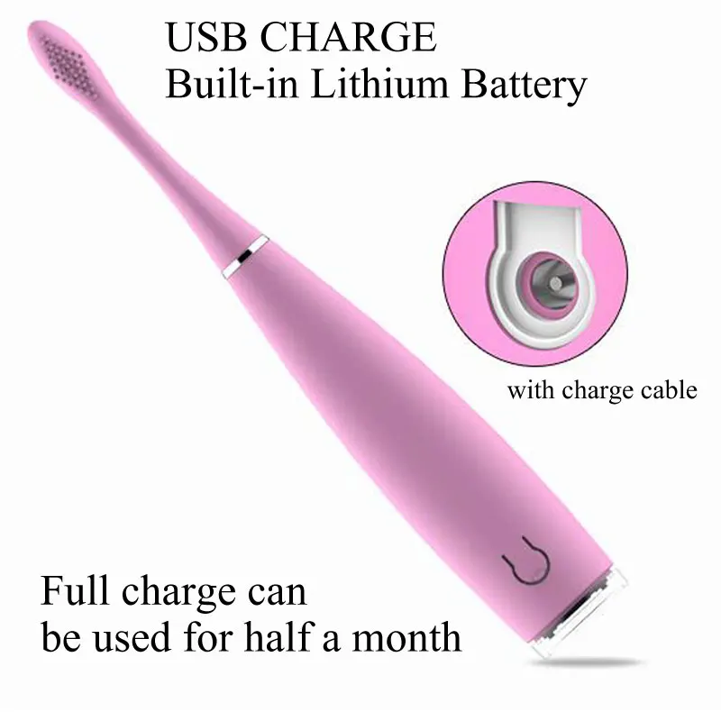 

Silicone Sonic Electric Toothbrush USB Charging Teeth Tooth Brush Waterproof Deep Clean Teeth Whitening Protect Oral Health