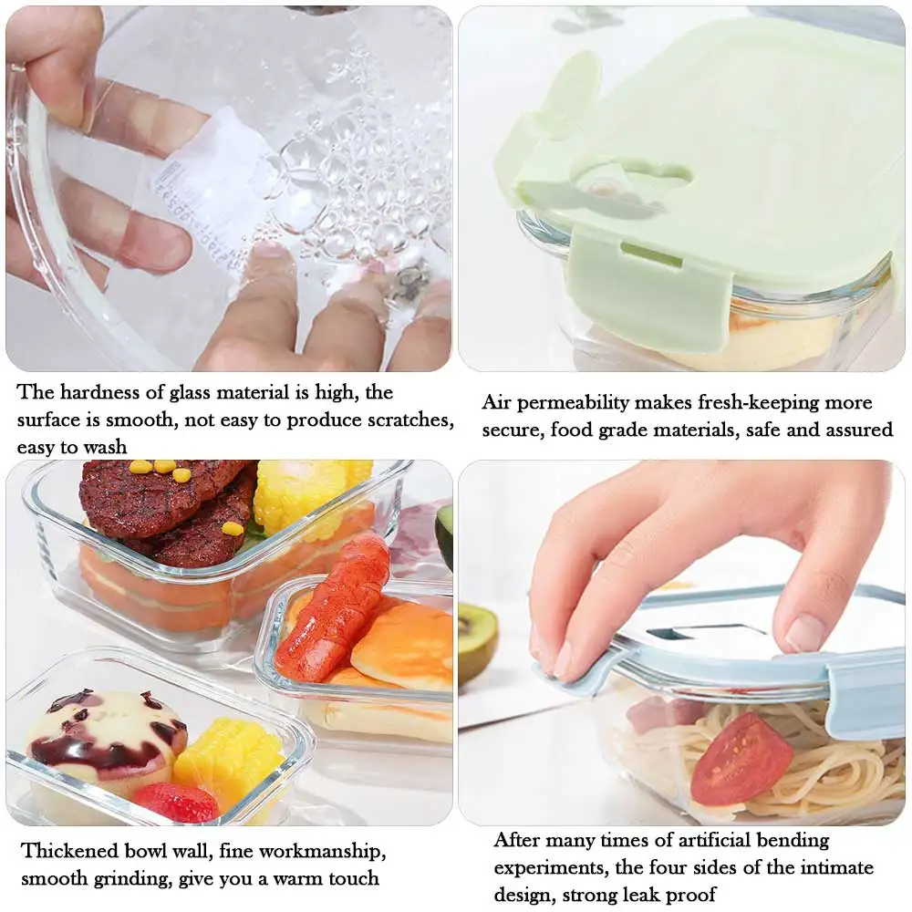 1 шт. боросиликатного Стекло Еда контейнеры для хранения герметичной крышкой