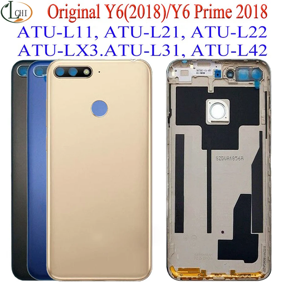 Крышка батарейного отсека для Huawei Y6 2018 Prime задняя крышка с кнопкой питания и