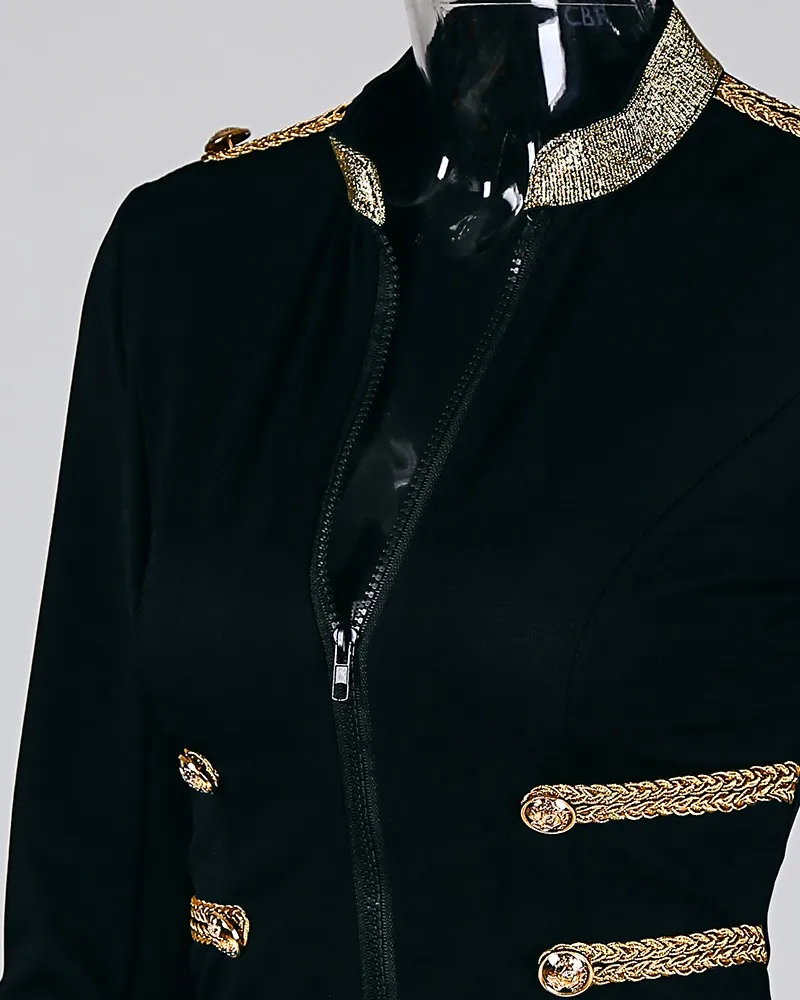 

Women Slim Filt Jacket for Women Contrast Tape Insert Button Detail Coat