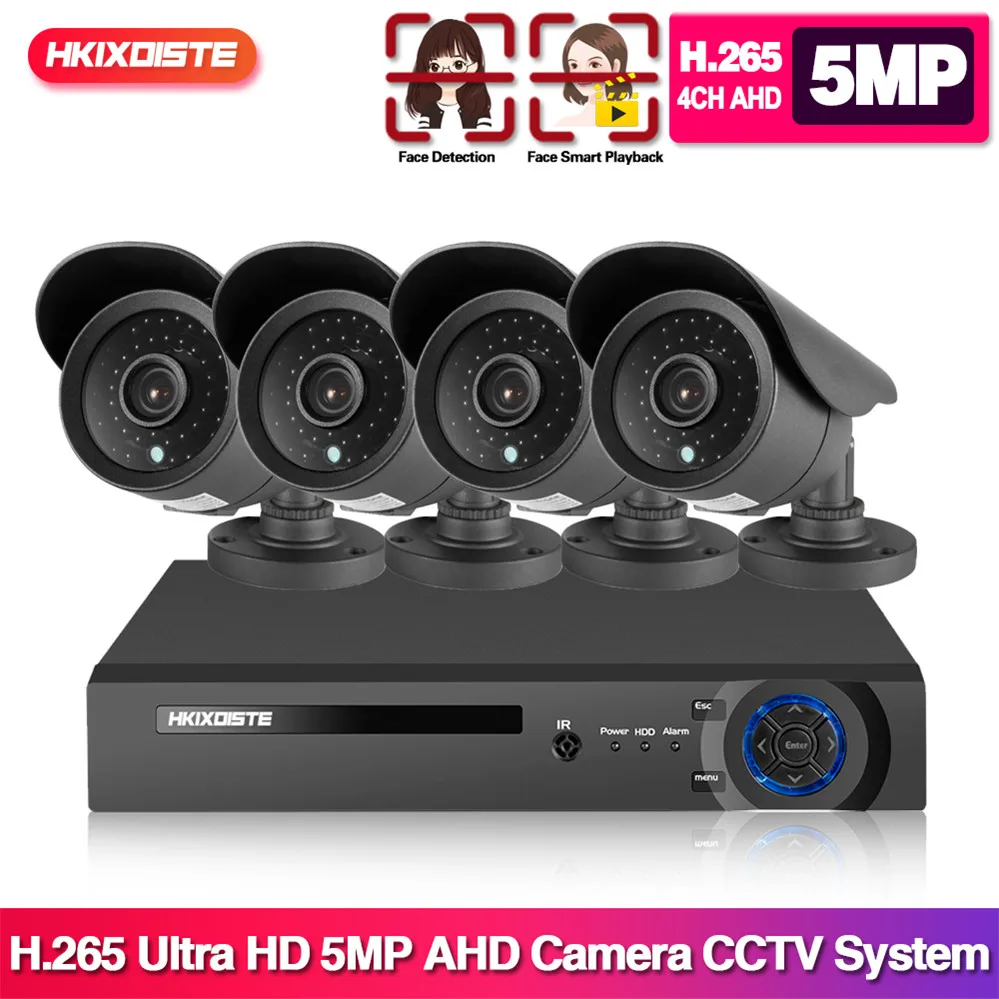 

Home camera cctv system 4CH 6 in 1 AHD TVI CVI CCTV Kit 5.0MP indoor Outdoor Weatherproof Surveillance Security Camera System
