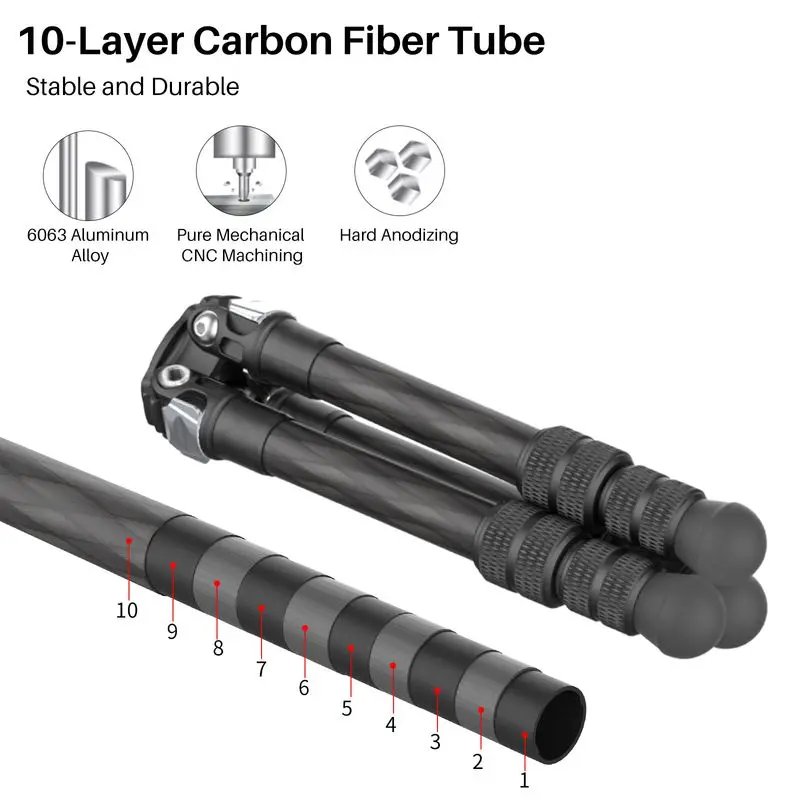 

Ulanzi MT-20 Carbon Fiber Tripod for Phone with Arca Swiss Ballhead Professional Tripod W Cold Shoe for Microphone Video Light