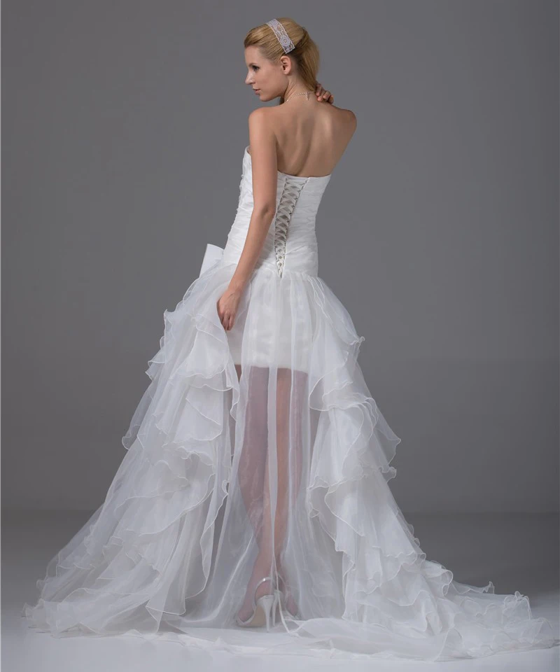 2021 Новое поступление Свадебные платья без бретелей Vestidos De Noiva короткое спереди и