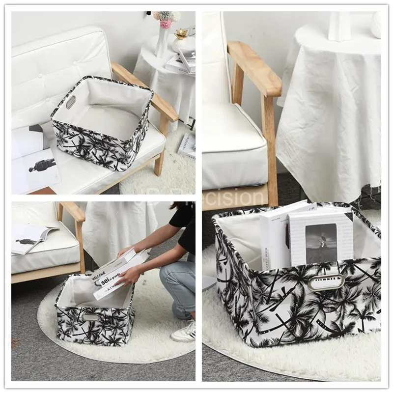 

Cotton Linen Storage Basket Desktop organizer Foldable Sundries Storage basket Cute Cosmetic Container Underwear Toy Storage Box