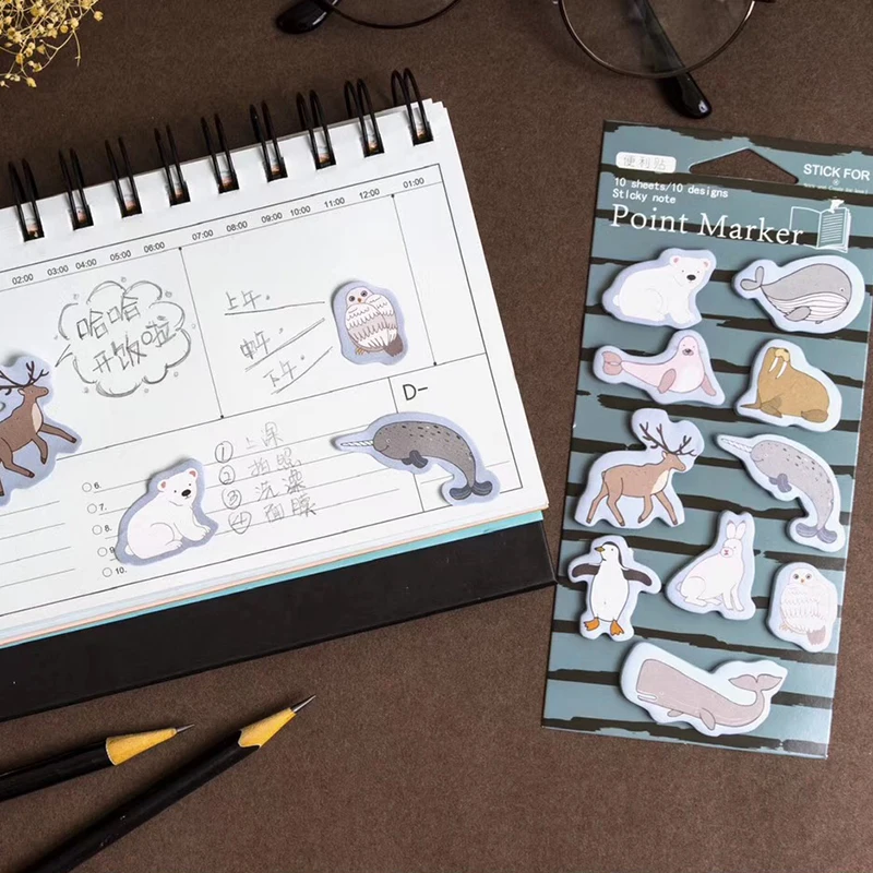 Животные блокноты kawaii милый планировщик наклейки страницы Стикеры с флагами