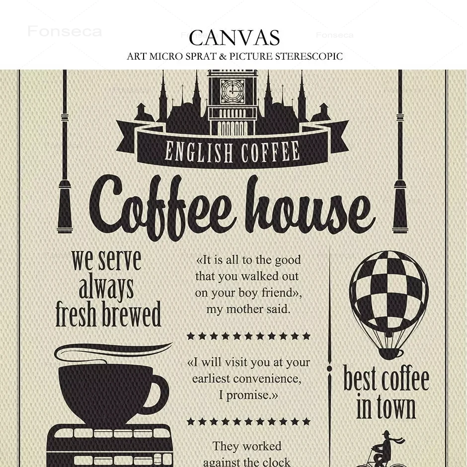 Скандинавская картина в виде меню кофе стиле ретро холст для кафе магазина