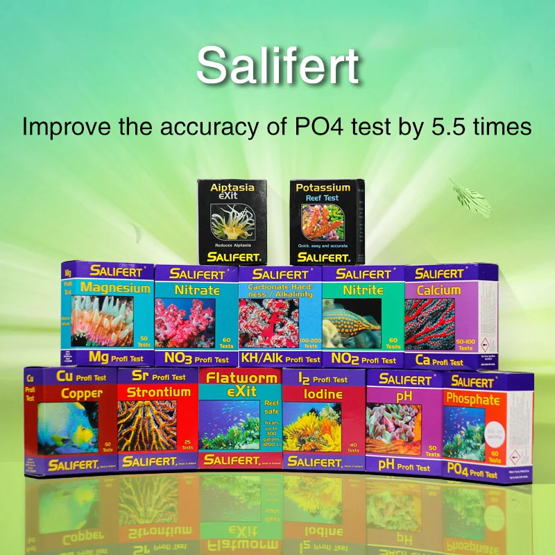 Salifert est kit Ca кальций Cu I2 KH мг NH4 нитрит аммиака NO2 NO3 нитрат PH PO4 Sr калий воды