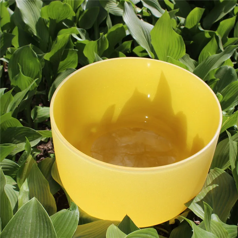 

Color chakra quartz crystal singing bowl 8inch G Blue and 10 inch E Yellow 2pcs for spiritual meditation