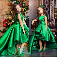 classic custom madde toddler green high low satin girls easter wedding birthday dresses new year christmas dresses for girls
