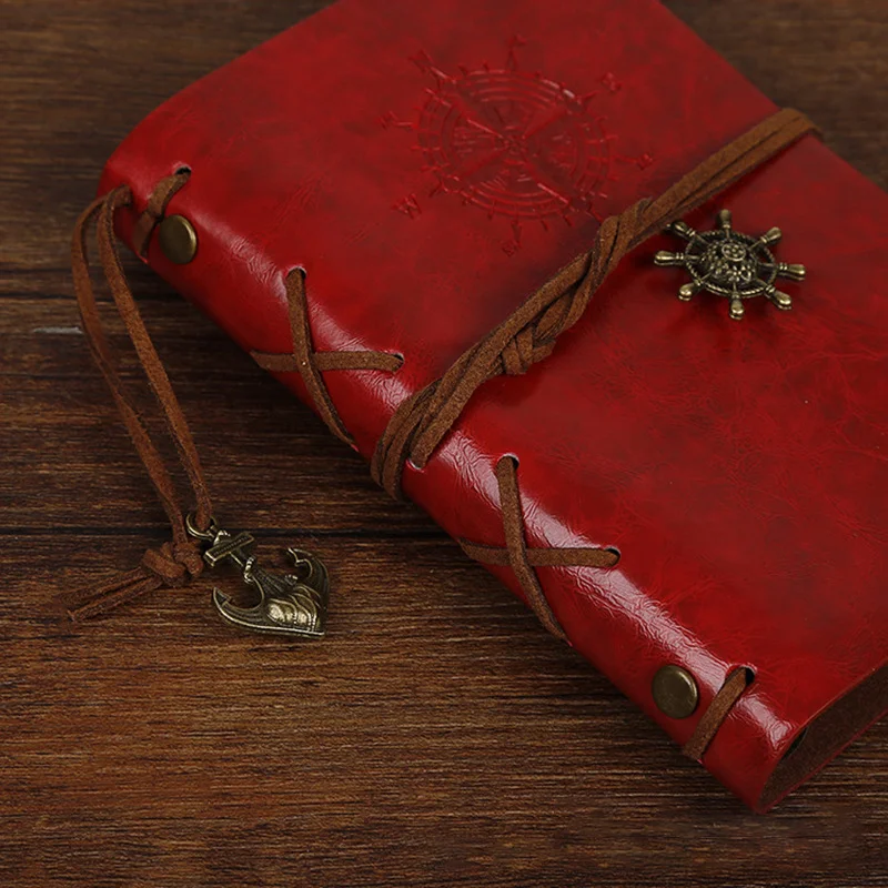 

Retro Spiral Notebook Diary Notepad Vintage Pirate Anchors PU Leather Note Book Replaceable Stationery Gift Traveler Journal