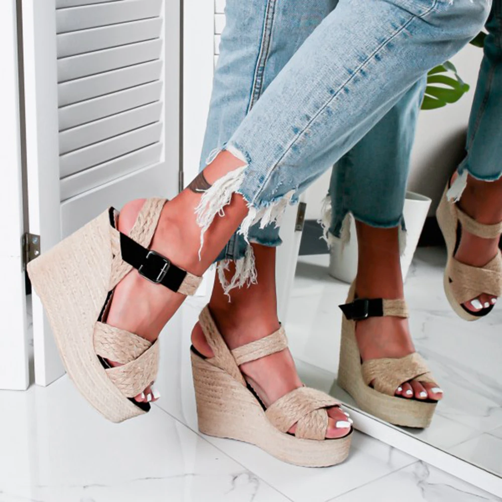 Женские повседневные сандалии Сандалии из соломенного тростника босоножки на