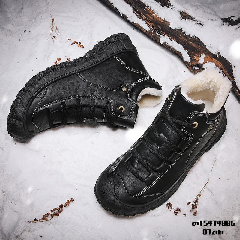 

Men's Winter Shoes Men Snow Boots Waterproof Boot Man Keep Warm Black Leather Sneakers Male Luxury Ankle Botas 2022