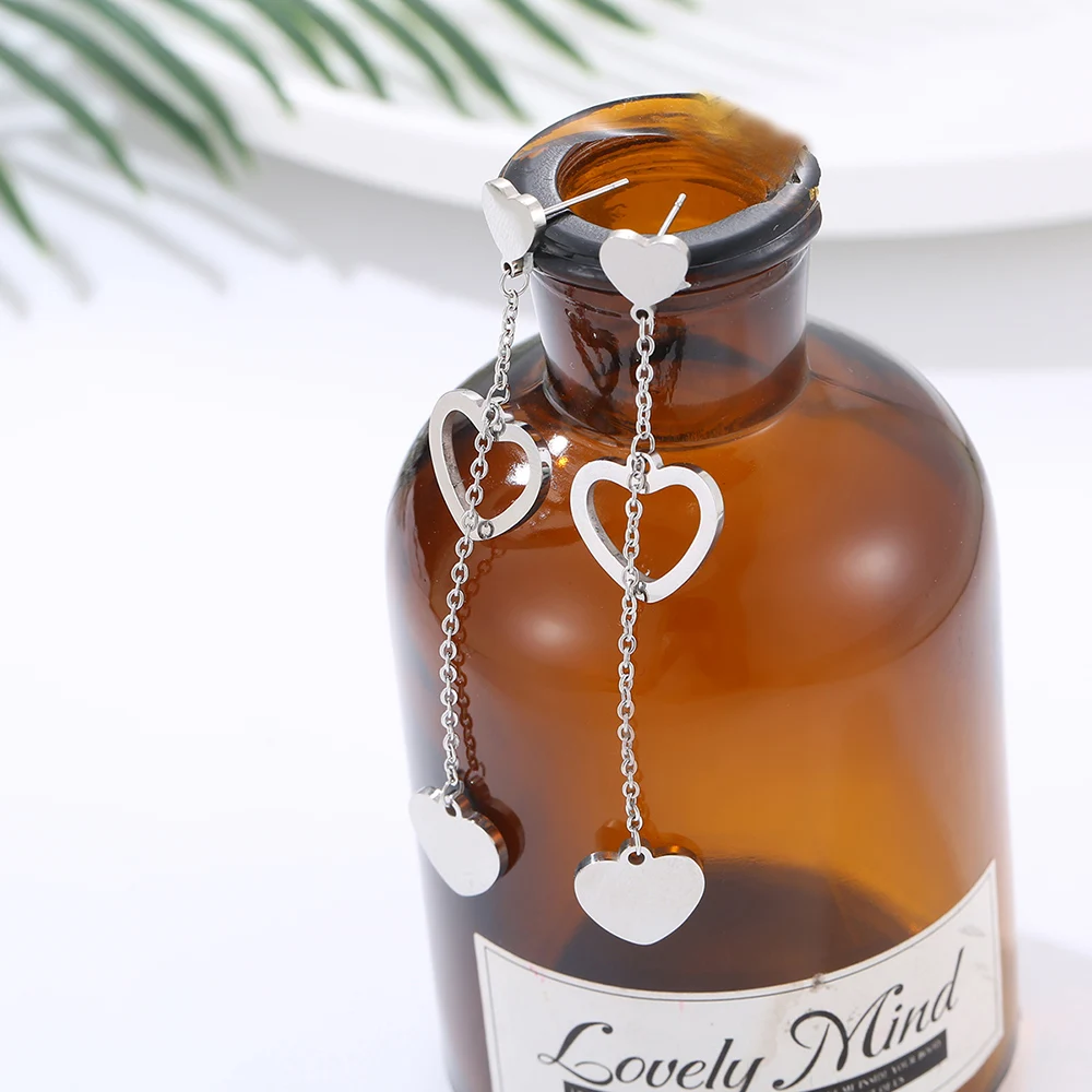 Корейские модные длинные геометрические серьги-кисточки в форме сердца серьги