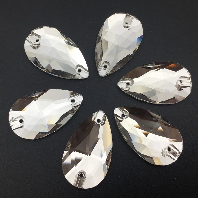 Teardrop Glass Sew On Rhinestones Crystal Clear Pear Flatback Stone стразы Sewing Wedding | Украшения и аксессуары