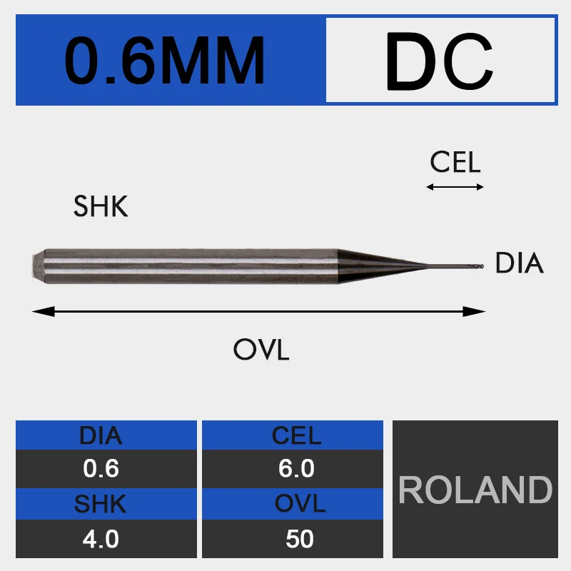 UCHEER 1 шт./компл. Стоматологическая фреза печатающая головка Roland с блоком питания постоянного тока для покрытия для фрезерования циркониевый блок доступны 0,6 мм, 1,0 мм, 2,0mm машина - Длина режущей кромки: d0.6-6-D4-50-DC
