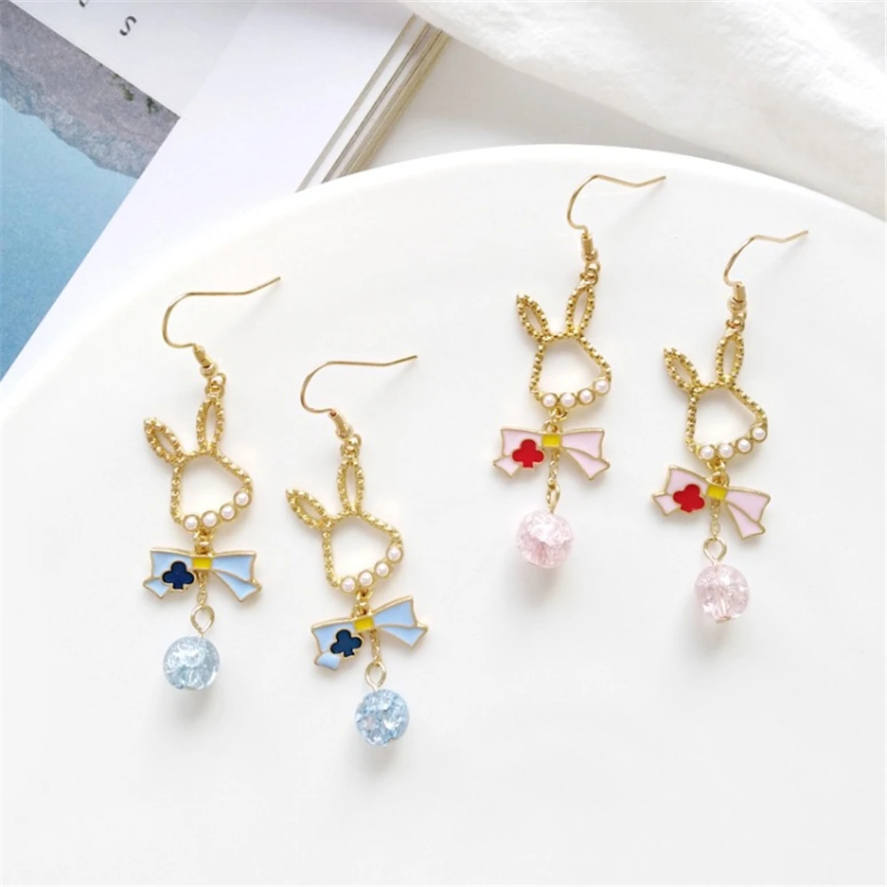 

Han edition pearl earrings Ruanme eardrop woman a pair of earrings drop glaze long rabbit earrings jewelry accessories