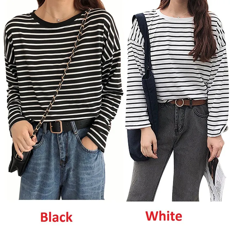 Женская Повседневная футболка с длинным рукавом летняя длинная круглым вырезом