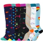 7 пар в партии, новые спортивные компрессионные чулки, нейлоновые Компрессионные носки с разноцветным рисунком, оптовая продажа