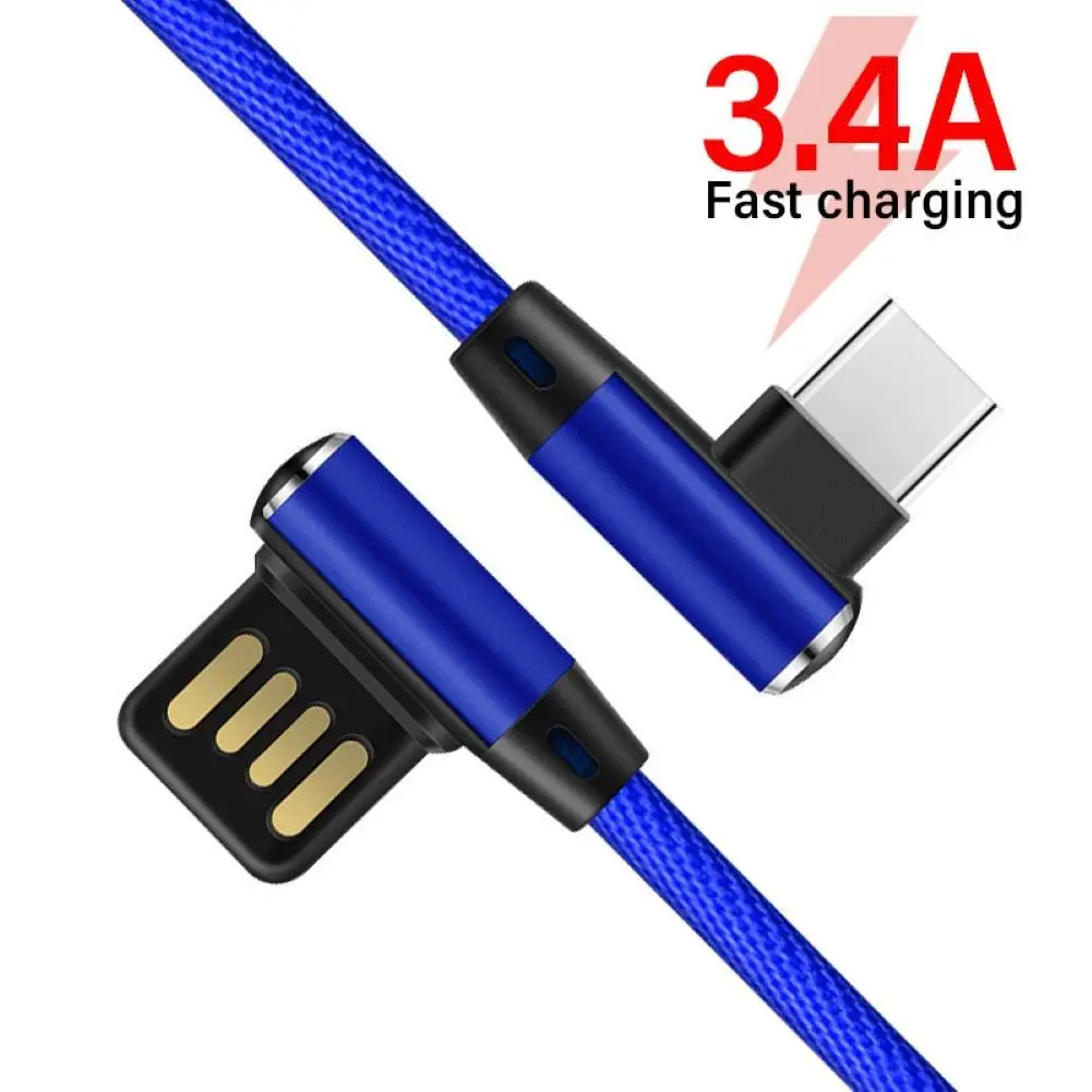 

Double elbow 3A Micro USB Type-C fast charging game data transmission fast charging USB cable braided data cable cable