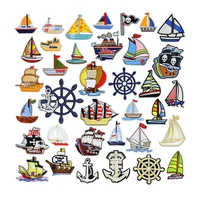 36pcspack pirate ship embroidered patches iron on diy childrens t shirts jacket hat bag clothing stickers sailboat badges
