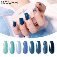 8ml mayjam nail gel varnish blue colors semi permanent nail gel polish cheaper price plastic bottle glitter varnish nail gel