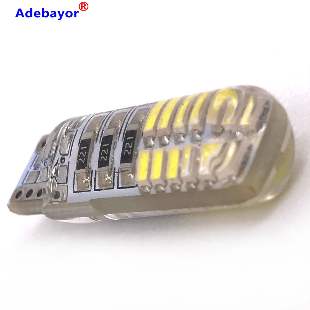 100 шт. T10 W5W силиконовый чехол 24 SMD 3014 LED лампа для чтения автомобиля 192 168 501 24SMD