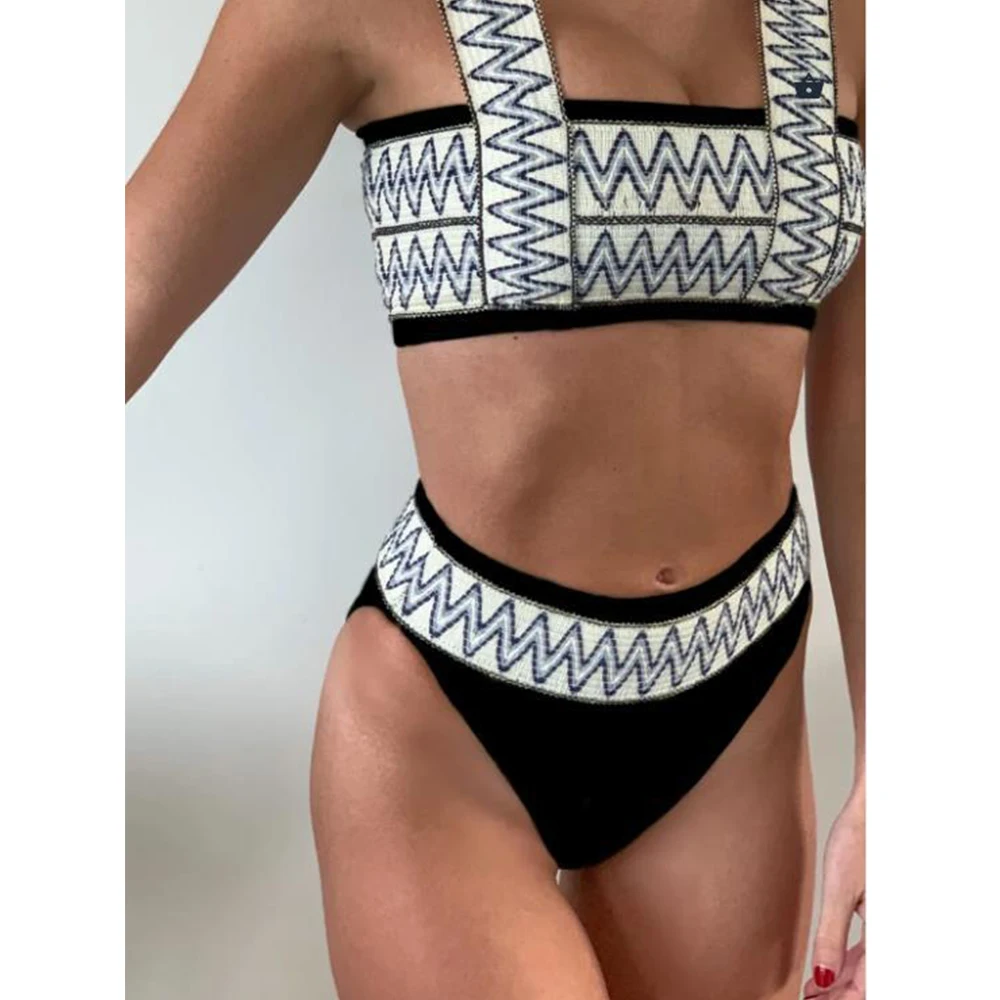 

High Waist Bikini 2021 New Sexy Swimwear Women Bandeau Swimsuit Push Up Bathing Suits Summer Beach Wear Swimming Suit Bikini Set