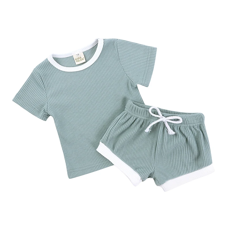 Summer Cotton Newborn Clothes Solid Color T-shirt Shorts 2Pcs Outfit Baby Boy Girl Suits Casual Children's Clothing Set 0-4 Year