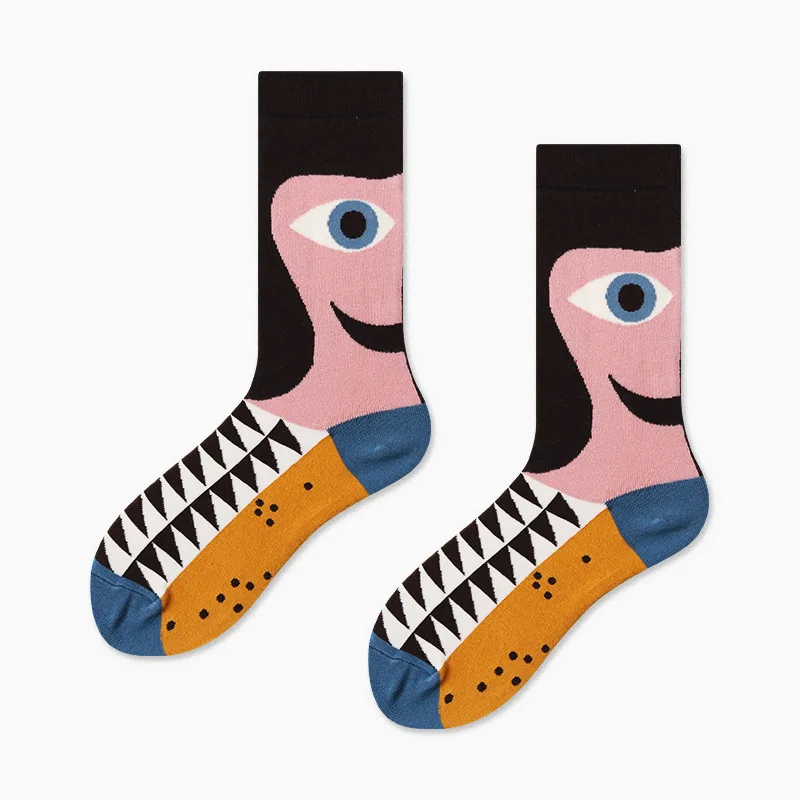 Пары, уличные Носки для скейтбординга, осень/зима, креативные, абстрактное искусство, Харадзюку, хип-хоп, уличные носки, яркие Веселые носки