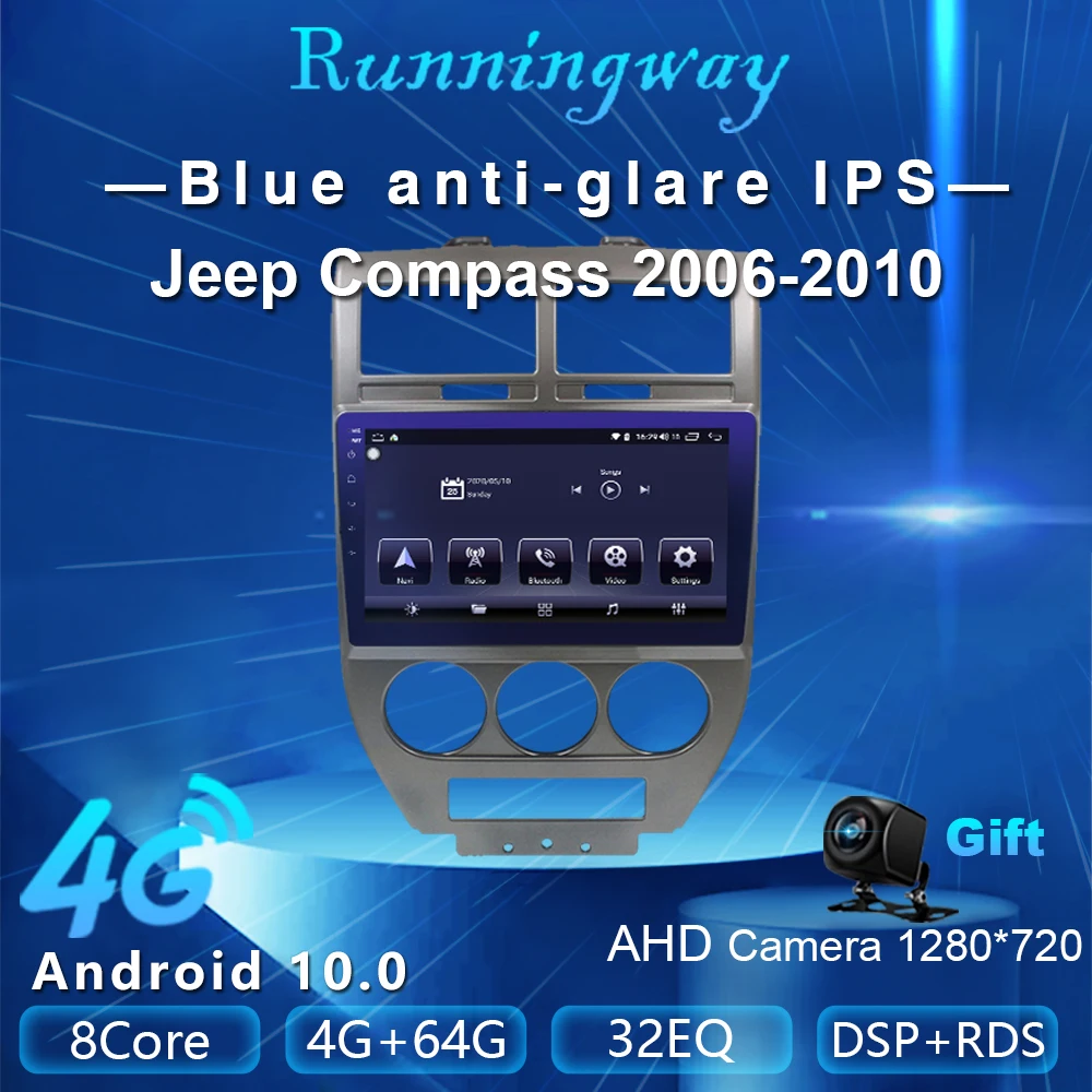Runningway Android 2006 5G автомобильный DVD плеер для Jeep Compass 2010 4G + 64G автомобильное радио