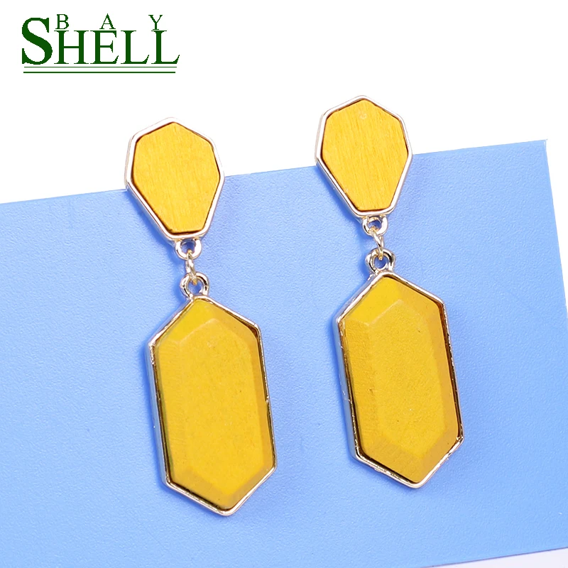2020 Vintage Wood Earrings For Women Fashion Bohemian Elegant Gold Big Dangel Female Geometric Drop Earring Jewelry | Украшения и