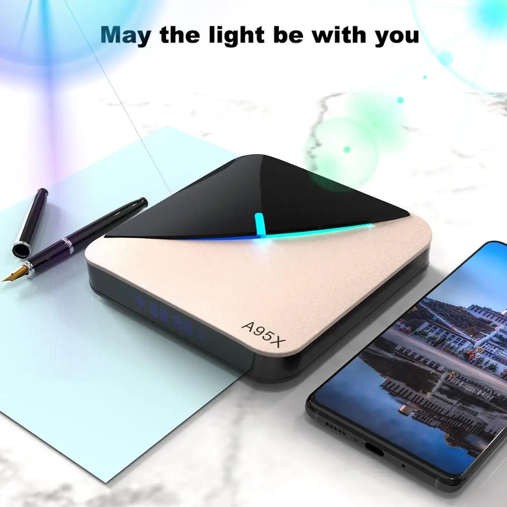 A95X F3 Air Smart tv Box Amlogic S905X3 Android 9,0 tv Box 4GB 64GB 2,4G 5G Wifi 8K RGB светильник медиаплеер 4K Netflix A95X Box