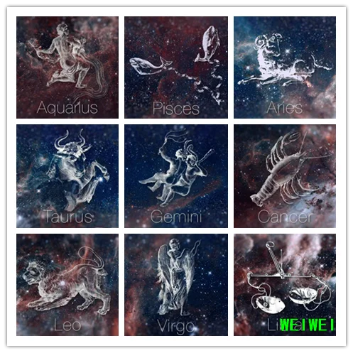 

DIY Full Square Drill Diamond Painting 12 Constellation Starry Sky Animal Embroidery Fantasy Mosaic Art Home Room Decor WEIWEI