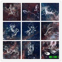 diy full square drill diamond painting 12 constellation starry sky animal embroidery fantasy mosaic art home room decor weiwei